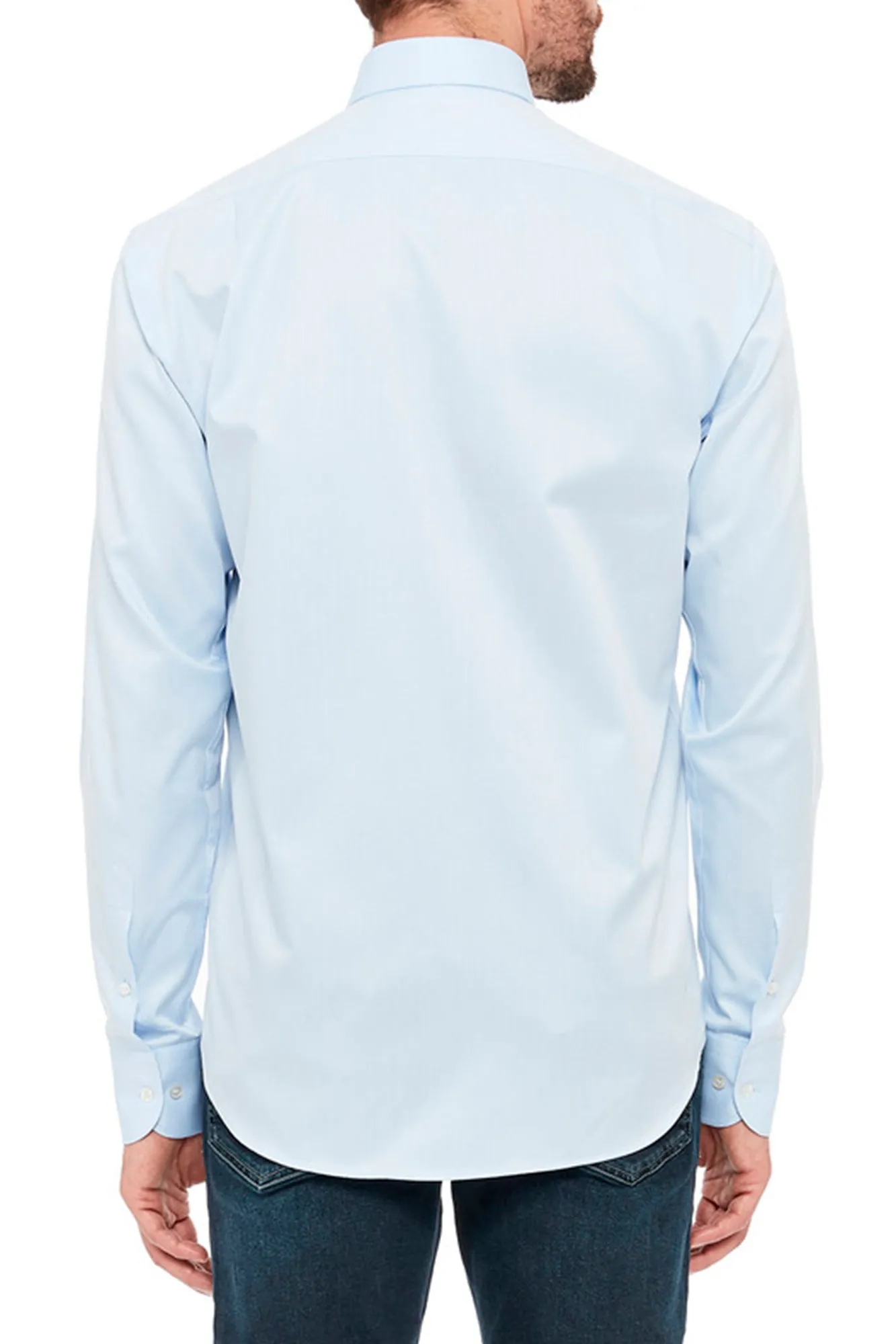 Camicia regular in cotone doppio ritorto con collo italiano