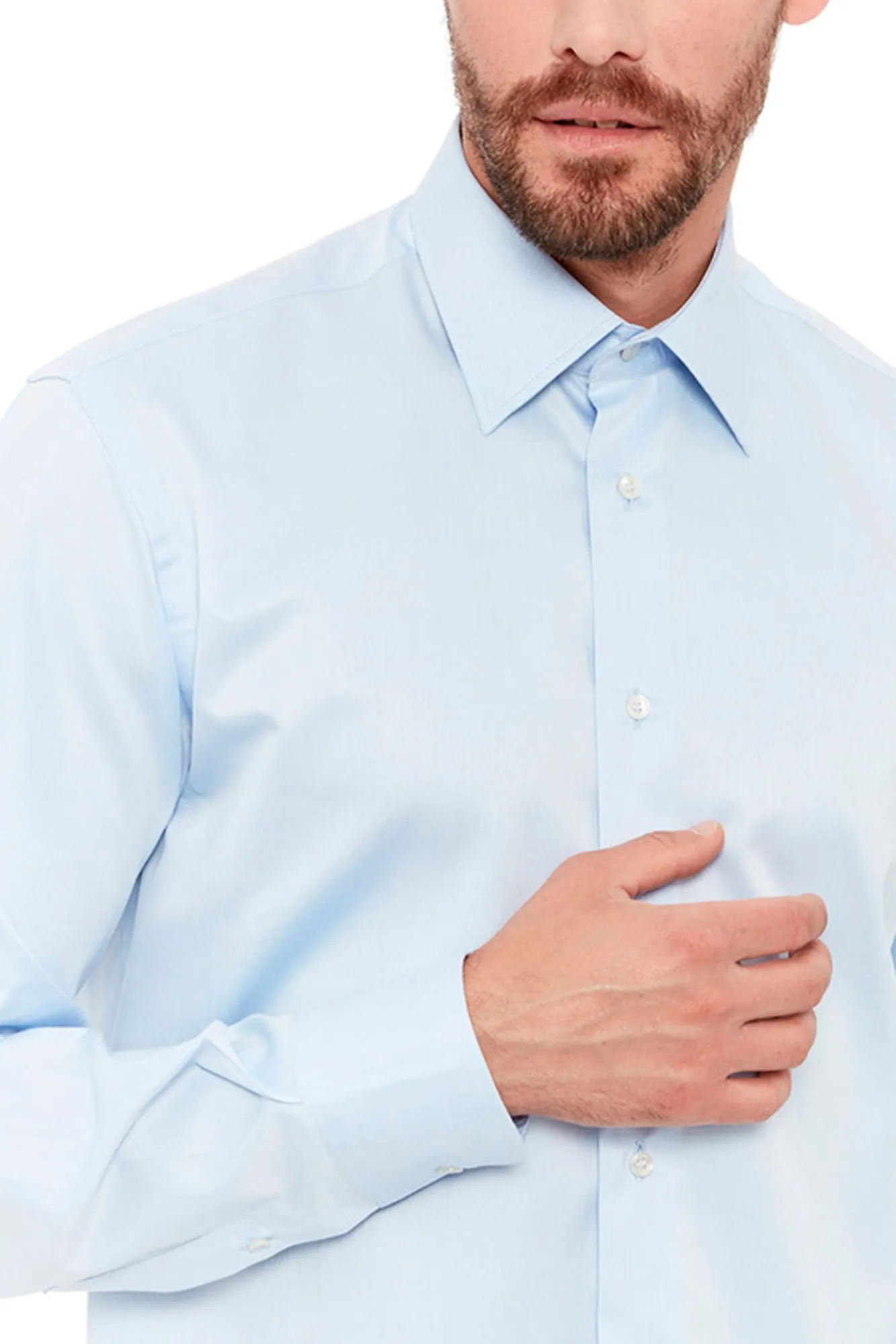 Camicia regular in cotone doppio ritorto con collo italiano