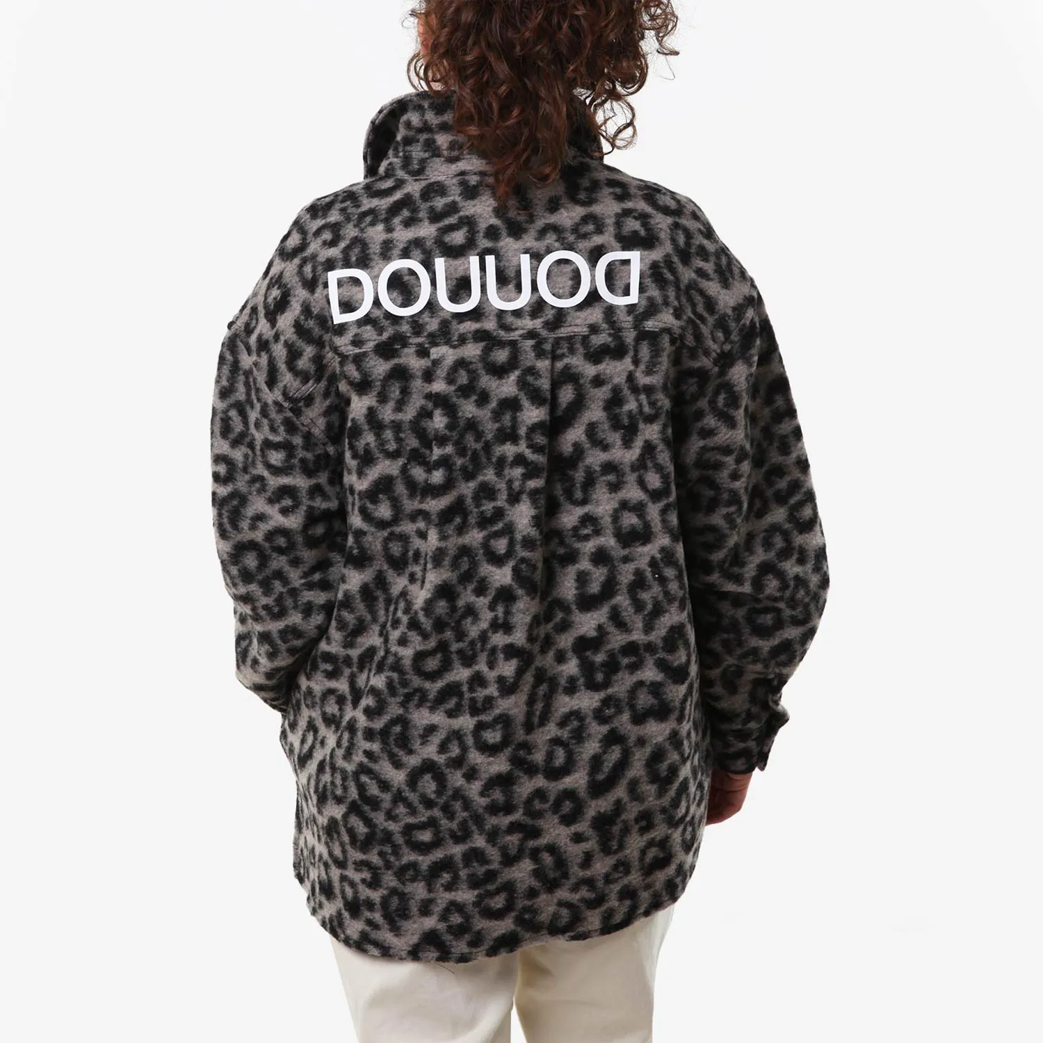 Cappotto Animalier Douuod Ecru E Nero