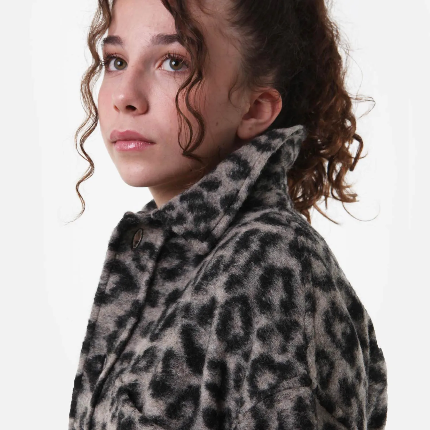 Cappotto Animalier Douuod Ecru E Nero