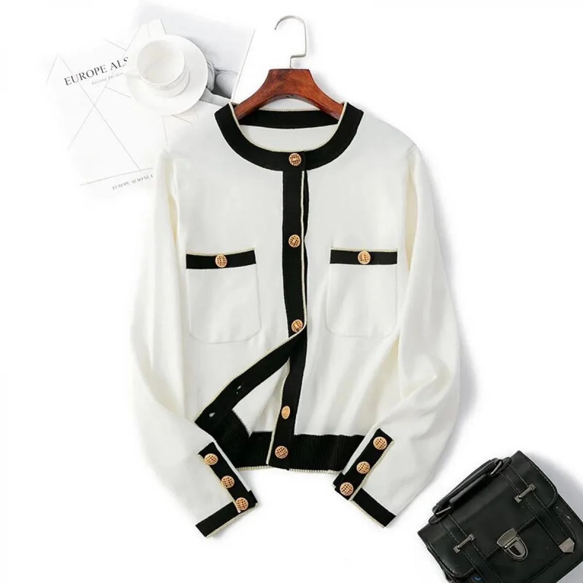 Cappotto Cardigan in maglia donna 2023 autunno inverno nuovo cappotto sottile a maniche lunghe Top  abbigliamento donna