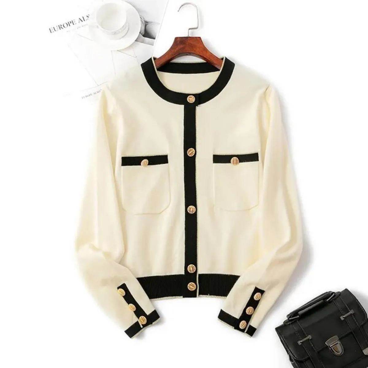 Cappotto Cardigan in maglia donna 2023 autunno inverno nuovo cappotto sottile a maniche lunghe Top  abbigliamento donna