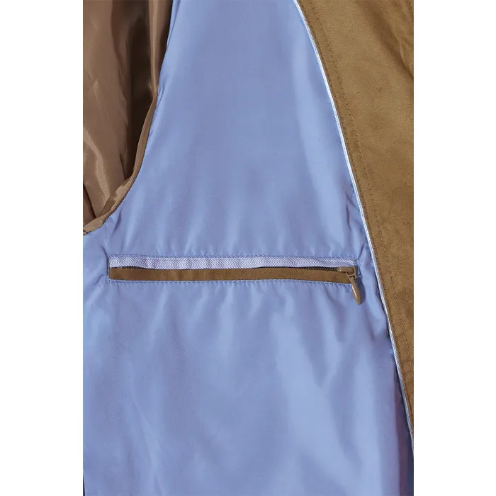 Cappotto estivo Samoa S4 in suedine Marrone chiaro