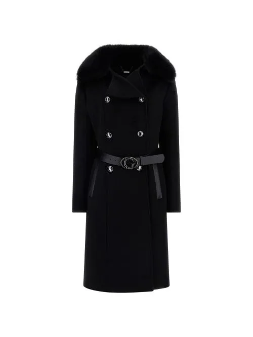 Cappotto nero patrice belted guess
