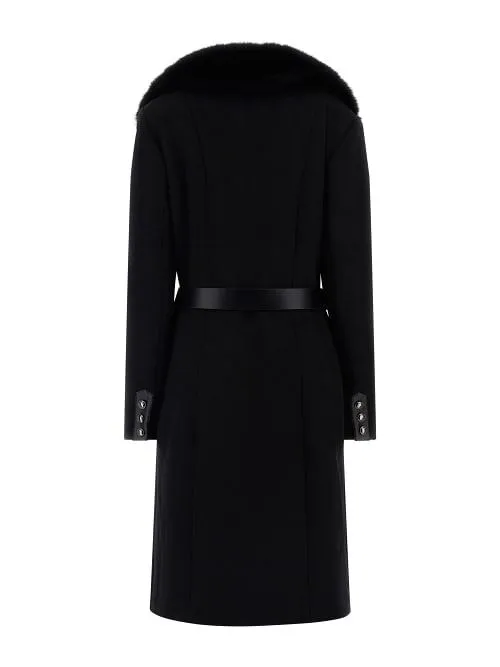 Cappotto nero patrice belted guess