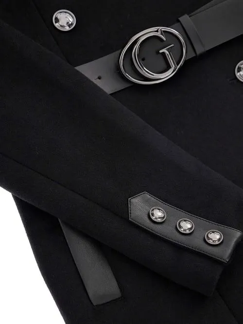 Cappotto nero patrice belted guess