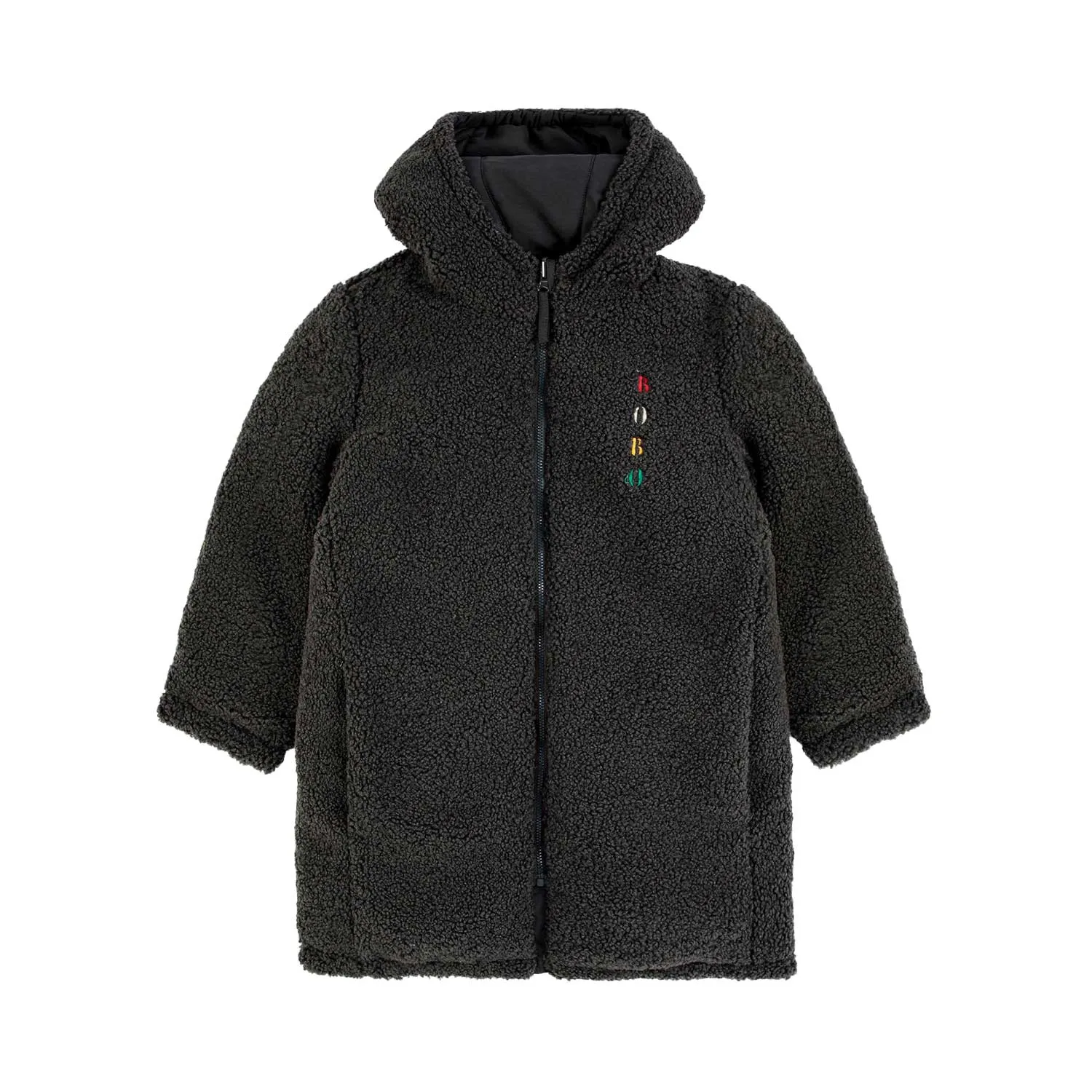 Cappotto Reversibile Nero Bambino E Bambina