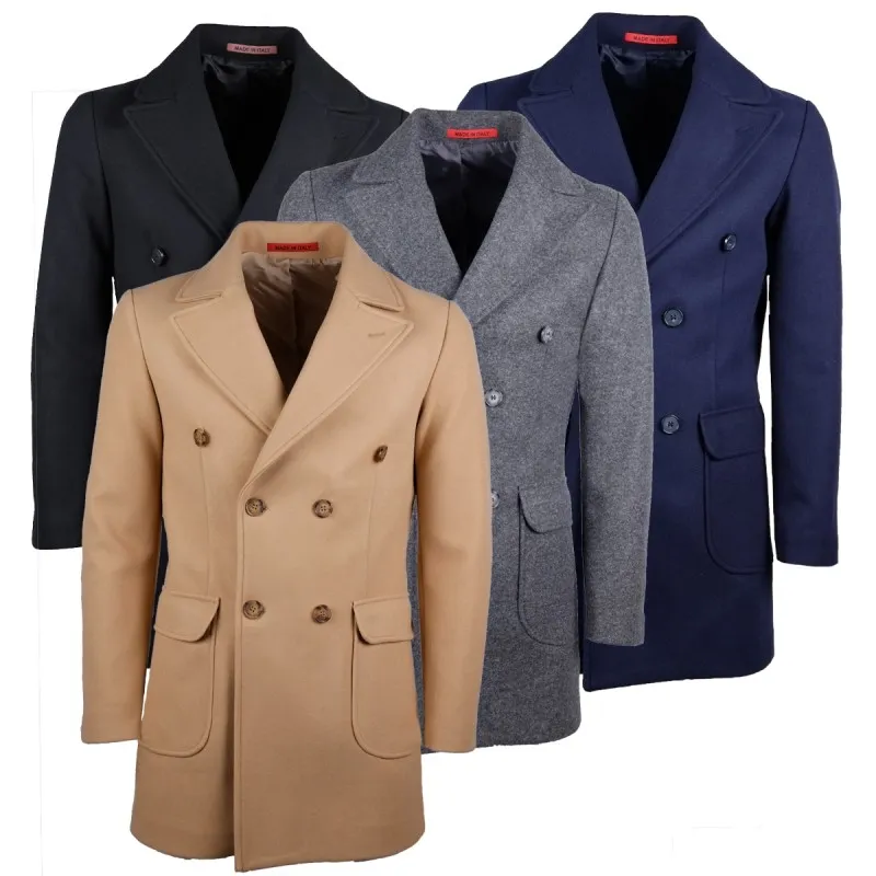Cappotto Uomo in panno Doppio Petto Giubbotto Made in Italy Dresserd