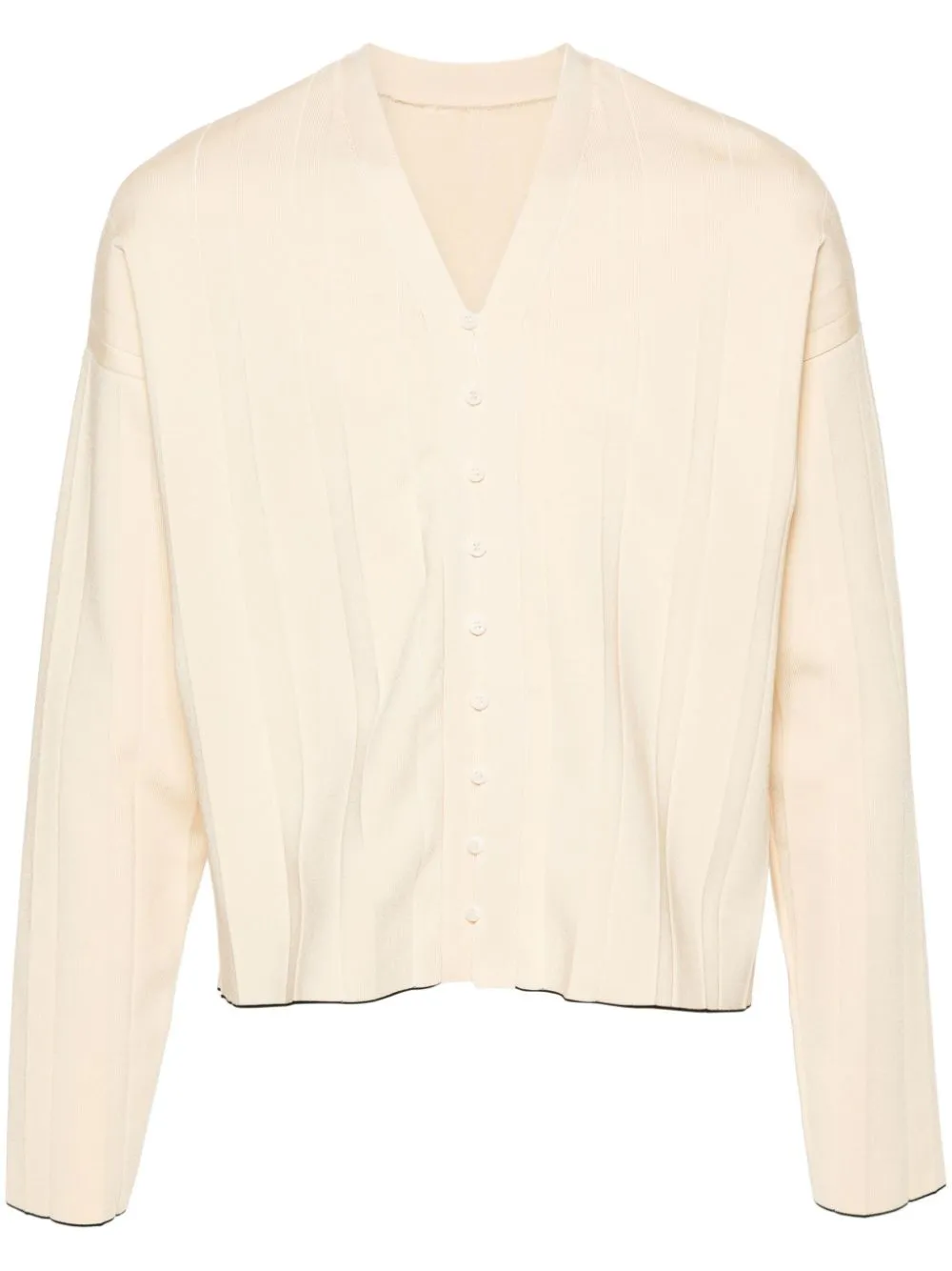 Cardigan a coste in beige - uomo