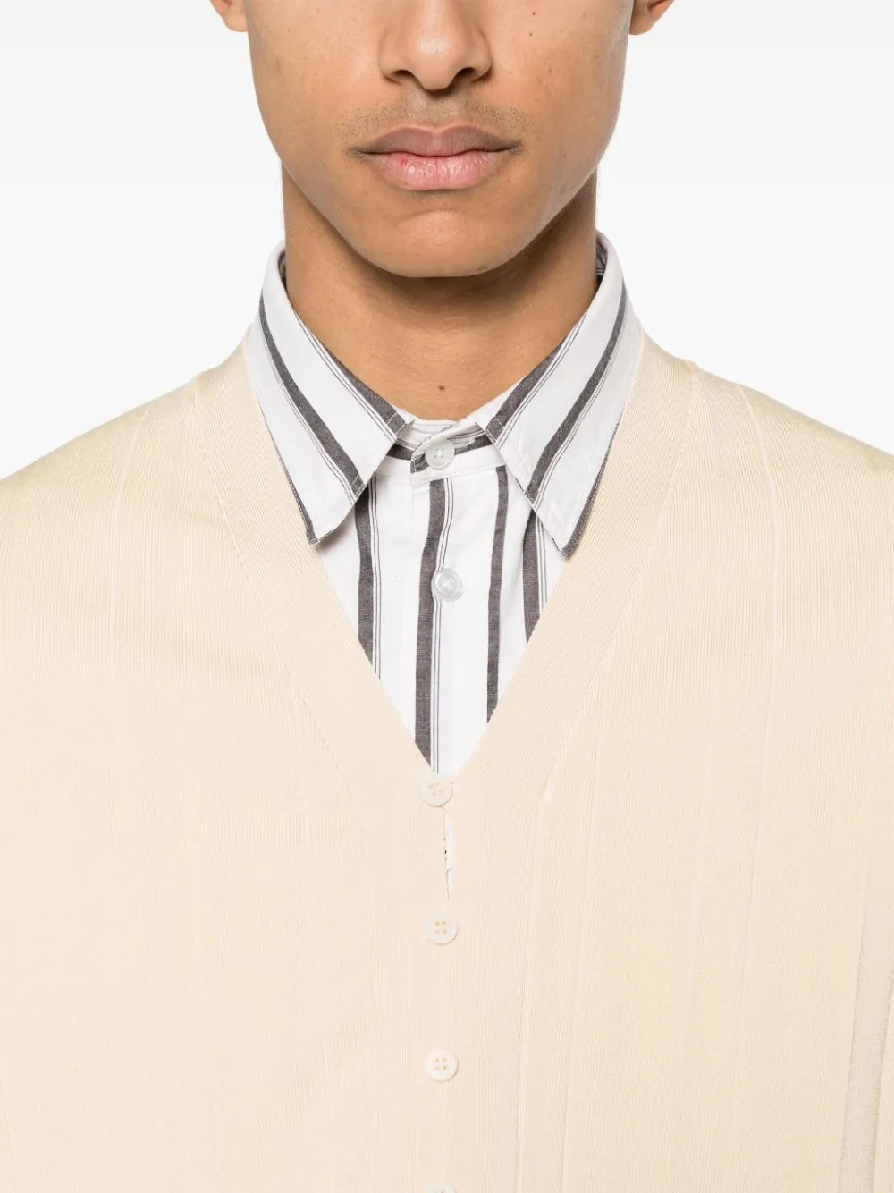 Cardigan a coste in beige - uomo