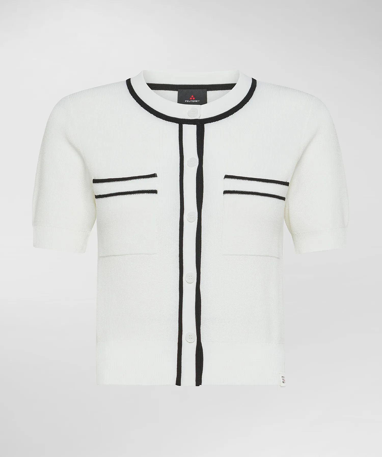 Cardigan manica corta con tasche al petto