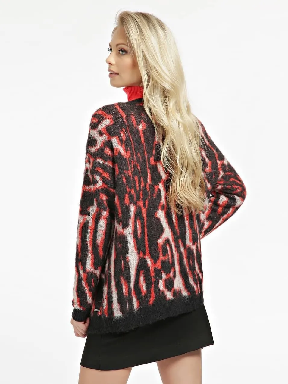 Cardigan misto lana animalier