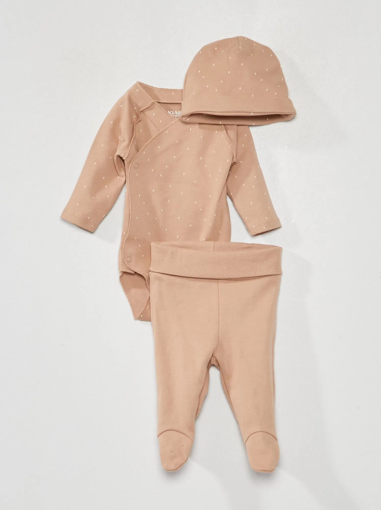 Completo body + leggings + cuffietta 3 pezzi - MARRONE