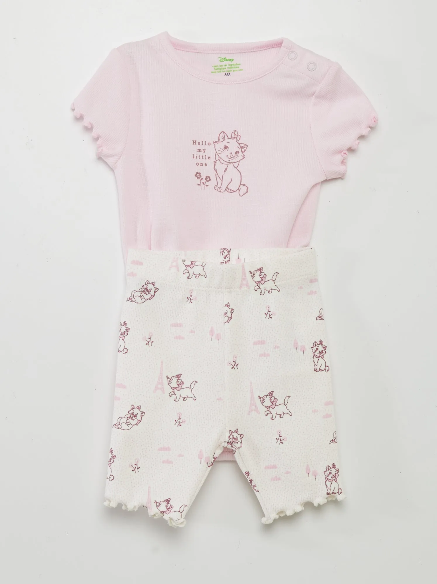 Completo 'Disney' body a coste + legging corti - ROSA