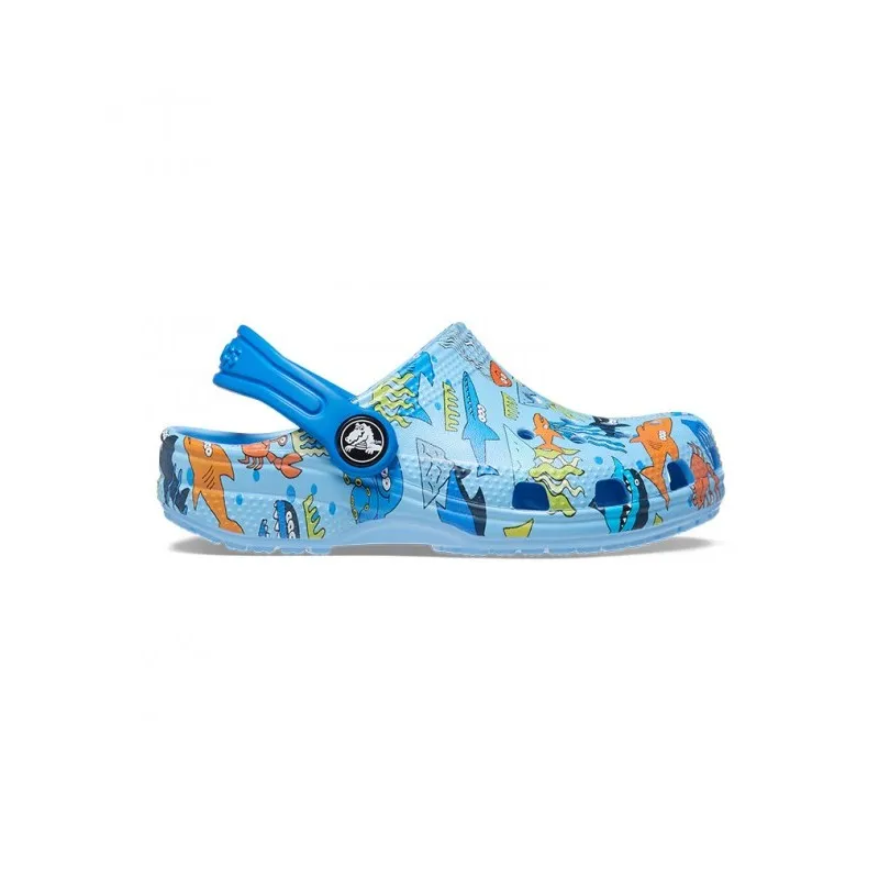 Crocs Classic Pool Party Clog Sabot Azzurro Fant Pesci Junior Bimbo