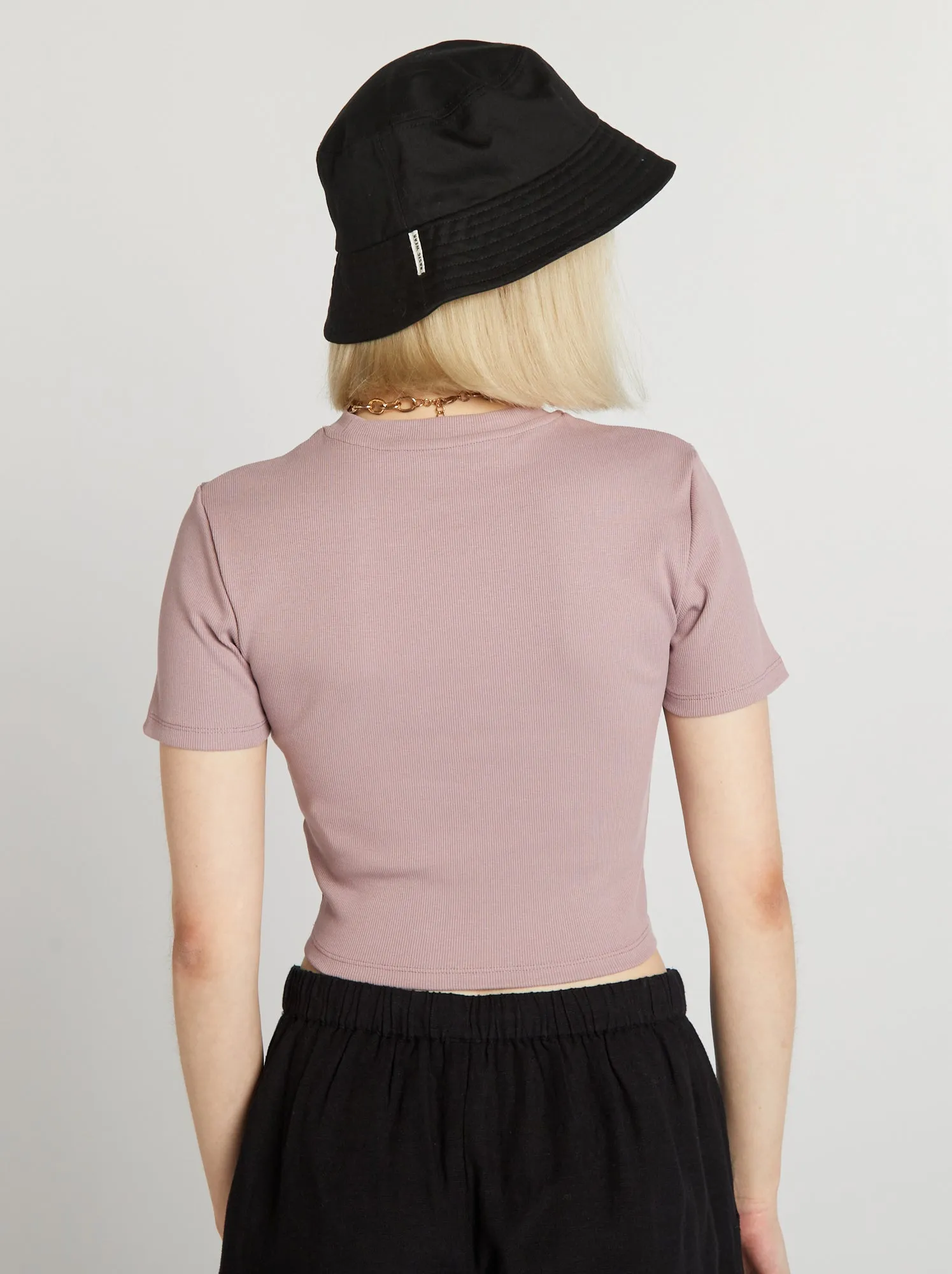 Crop-top a coste tinta unita 'Beverly Hills' - ROSA