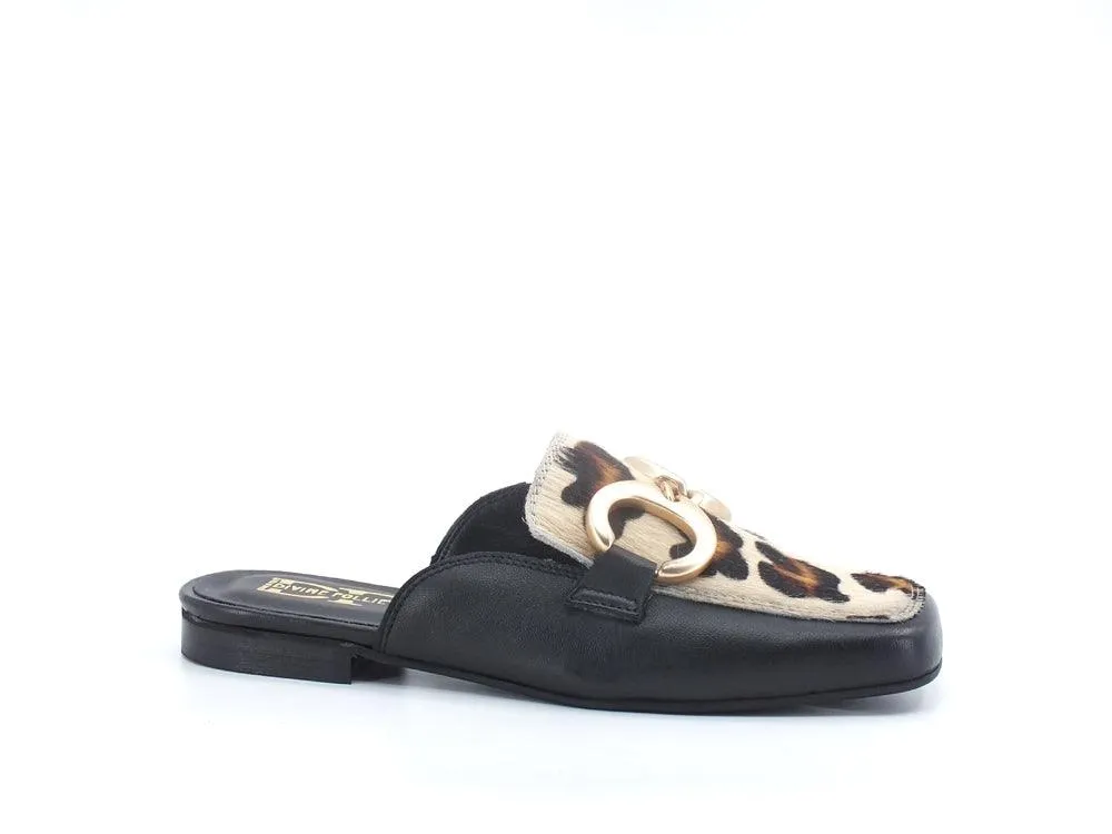 DIVINE FOLLIE Ciabatta Sabot Animalier Leopard Nero 832-30