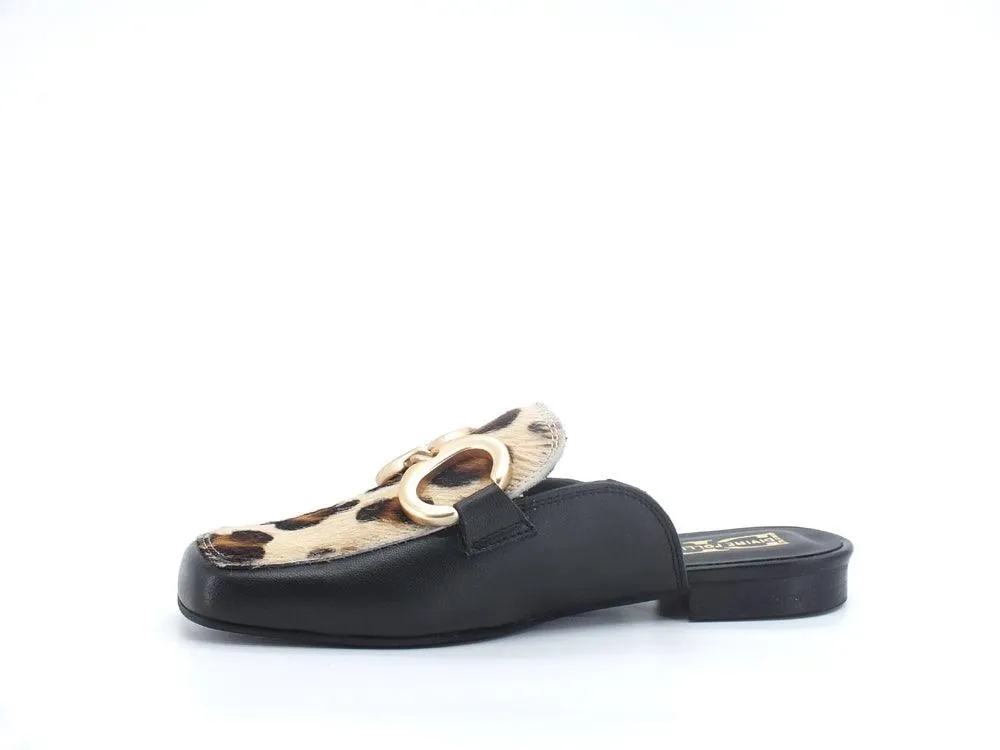 DIVINE FOLLIE Ciabatta Sabot Animalier Leopard Nero 832-30