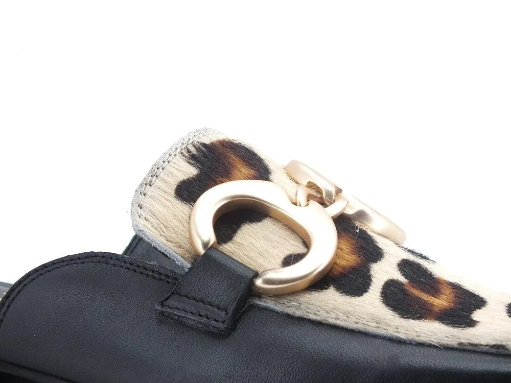 DIVINE FOLLIE Ciabatta Sabot Animalier Leopard Nero 832-30