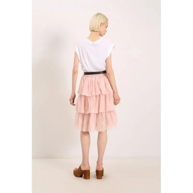 DIXIE abito midi con cintura e gonna a balze effetto tulle
