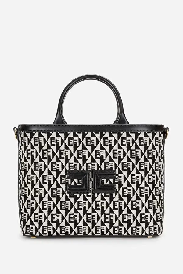 ELISABETTA FRANCHI Shopper a mano stampa jacquard rombi