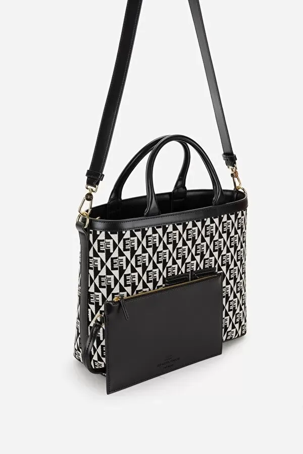 ELISABETTA FRANCHI Shopper a mano stampa jacquard rombi