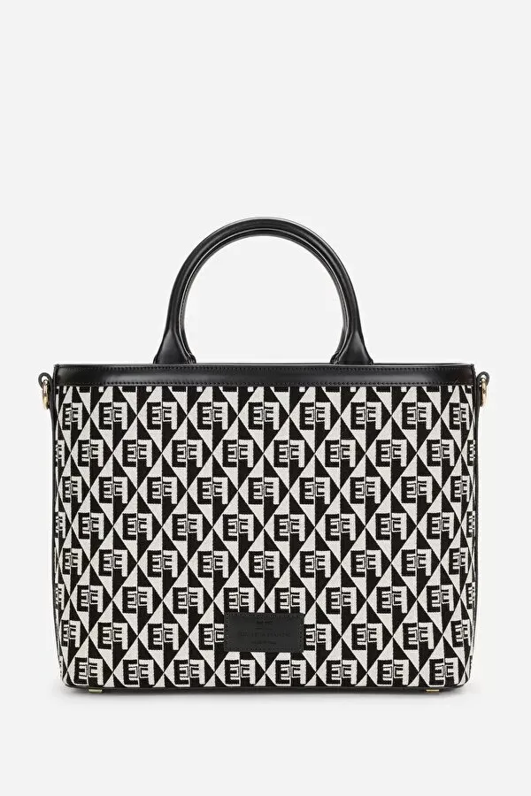 ELISABETTA FRANCHI Shopper a mano stampa jacquard rombi