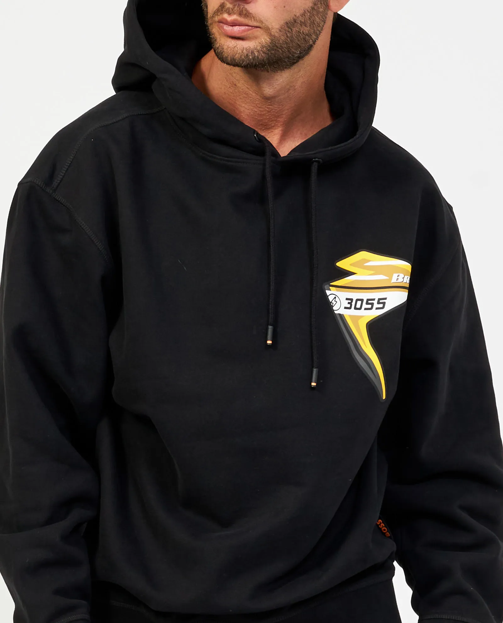 Felpa uomo Boss con cappuccio e stampa motociclismo