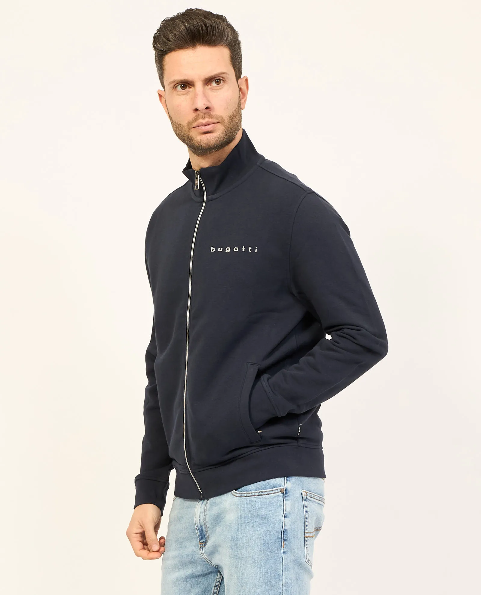Felpa uomo Bugatti fullzip con logo
