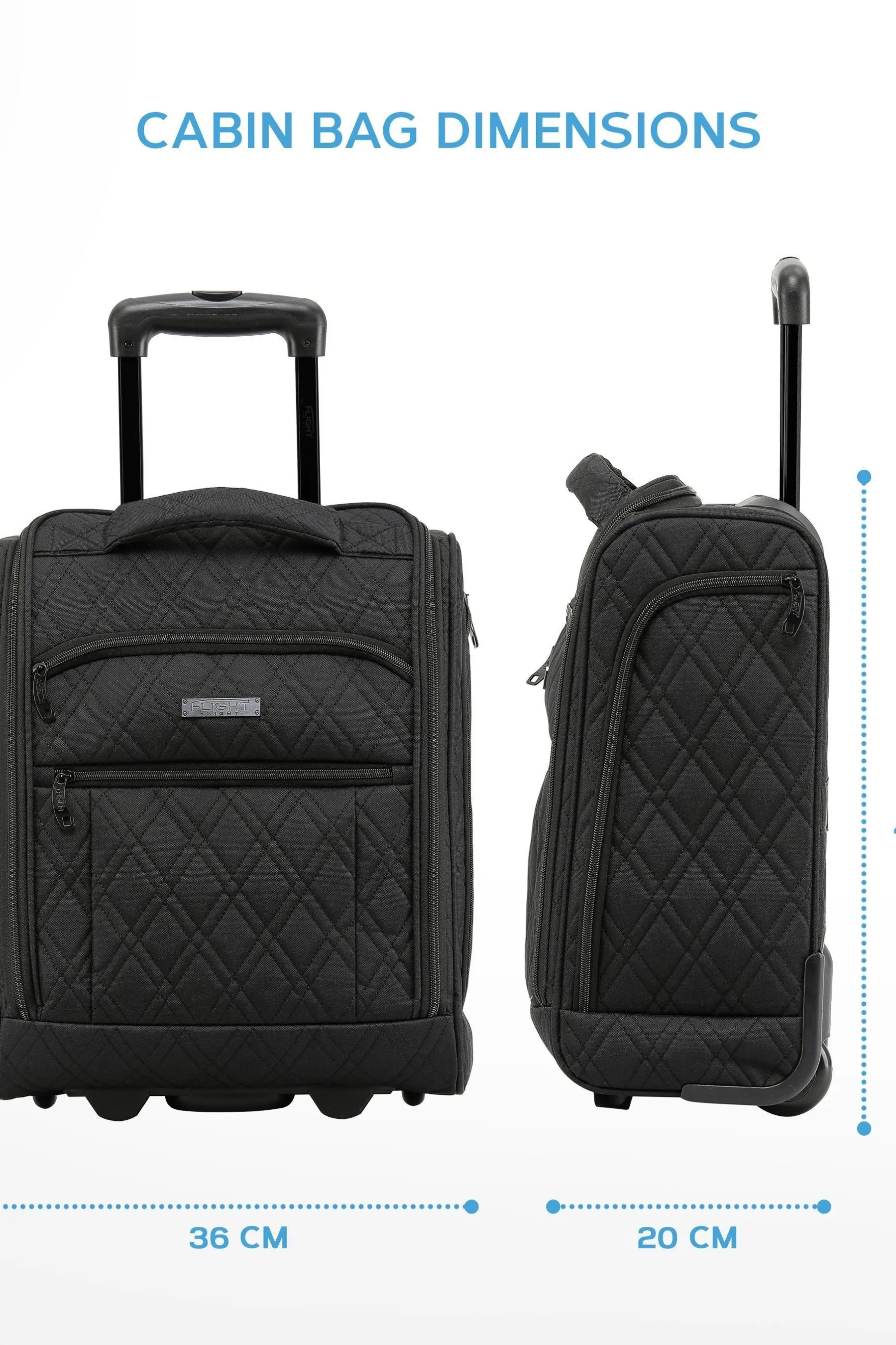 Flight Knight - EasyJet - Valigia per bagaglio a mano 45x36x20 cm sotto la morbida custodia per bagaglio a mano Nero Mono di tel