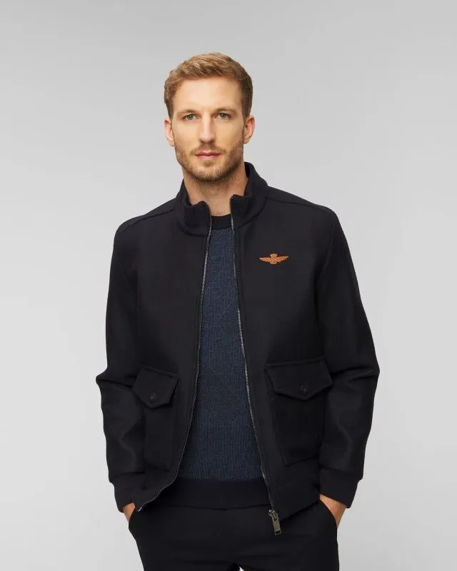 Giacca blu scuro in lana da uomo Aeronautica Militare