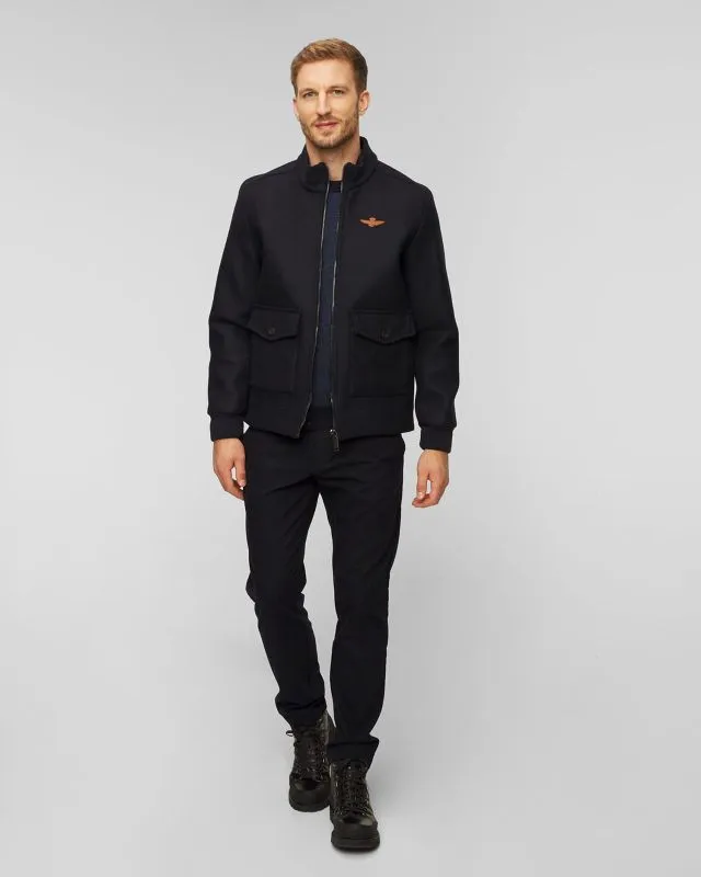 Giacca blu scuro in lana da uomo Aeronautica Militare