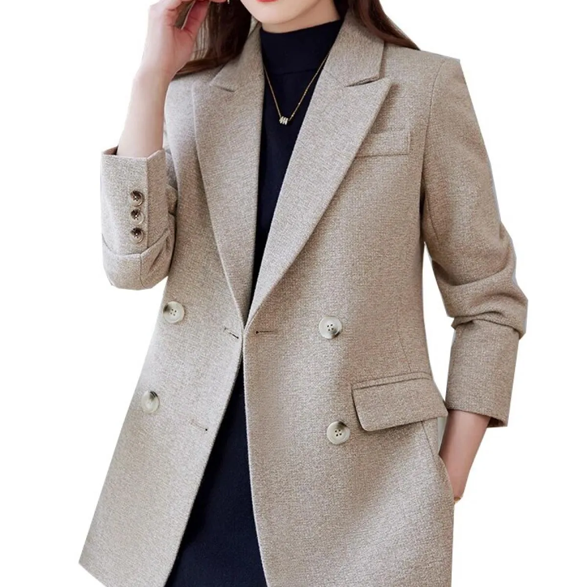 Giacca da donna autunno inverno giacca da donna giacca casual femminile a maniche lunghe caffè albicocca nera