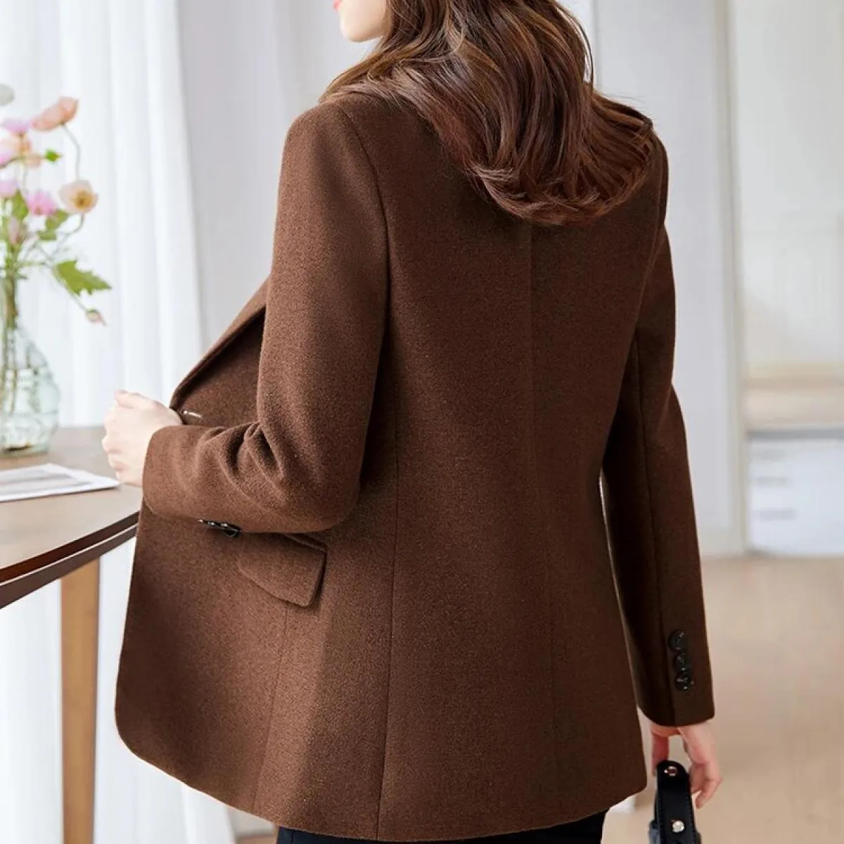 Giacca da donna autunno inverno giacca da donna giacca casual femminile a maniche lunghe caffè albicocca nera