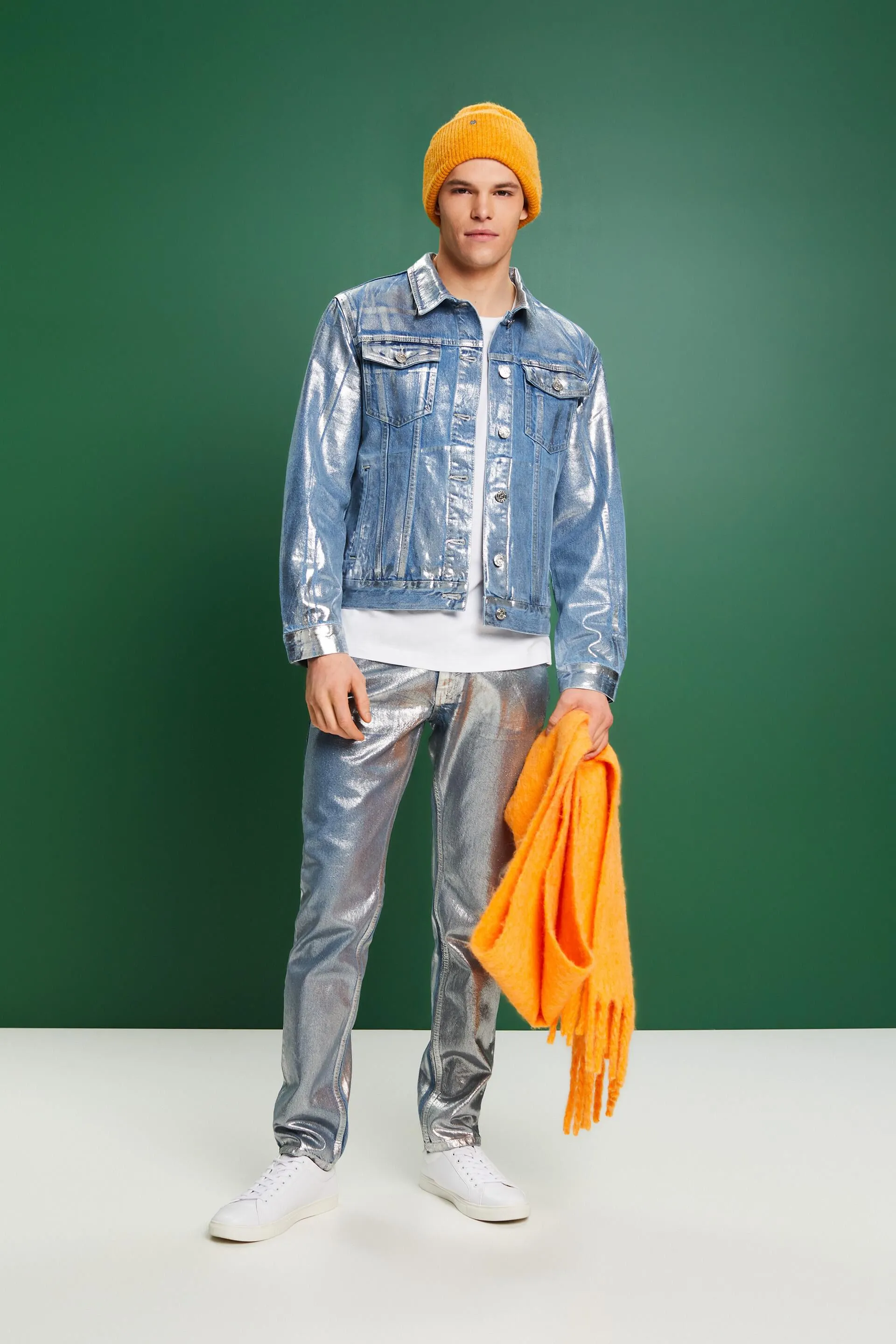 Giacca di jeans metallizzata