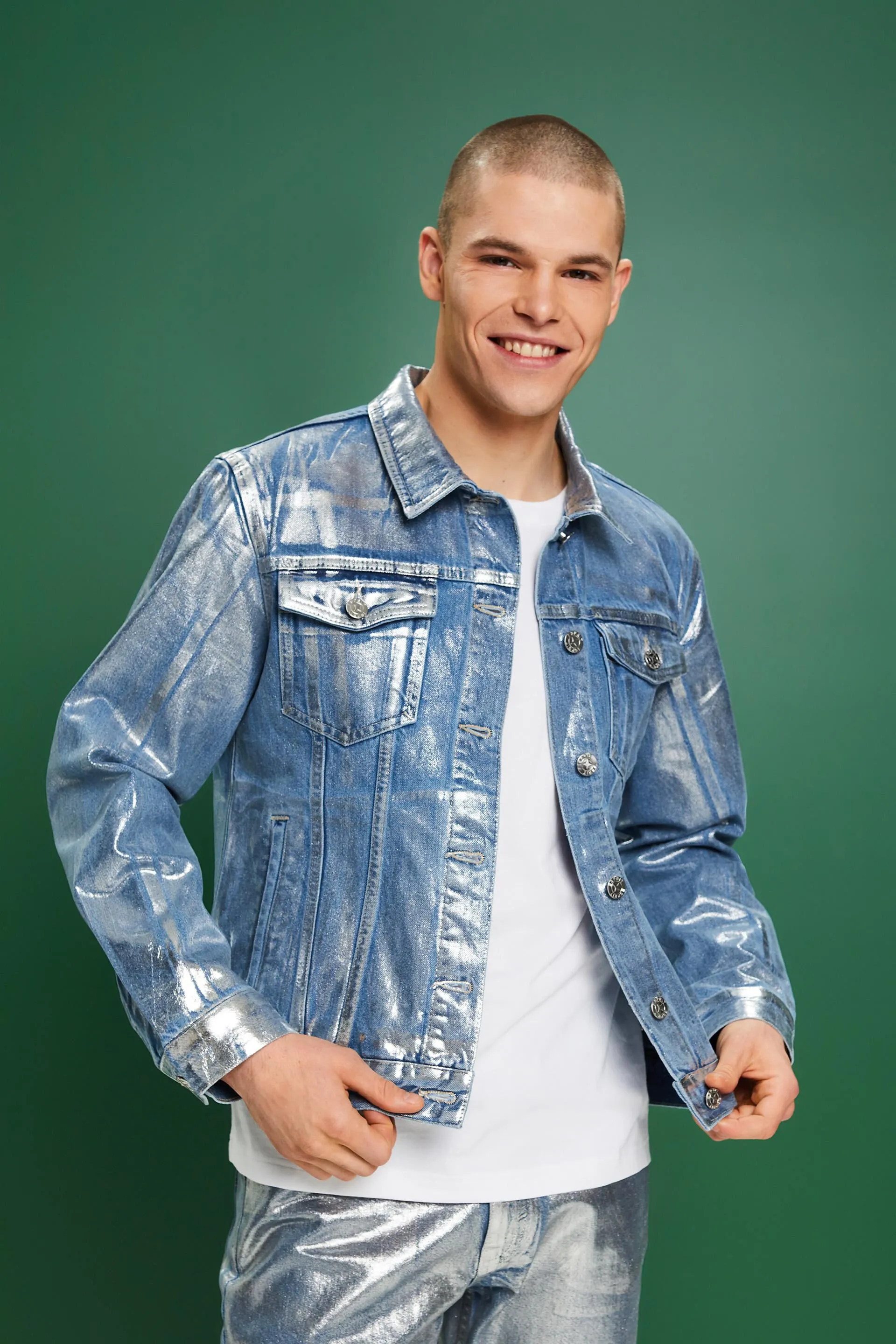 Giacca di jeans metallizzata