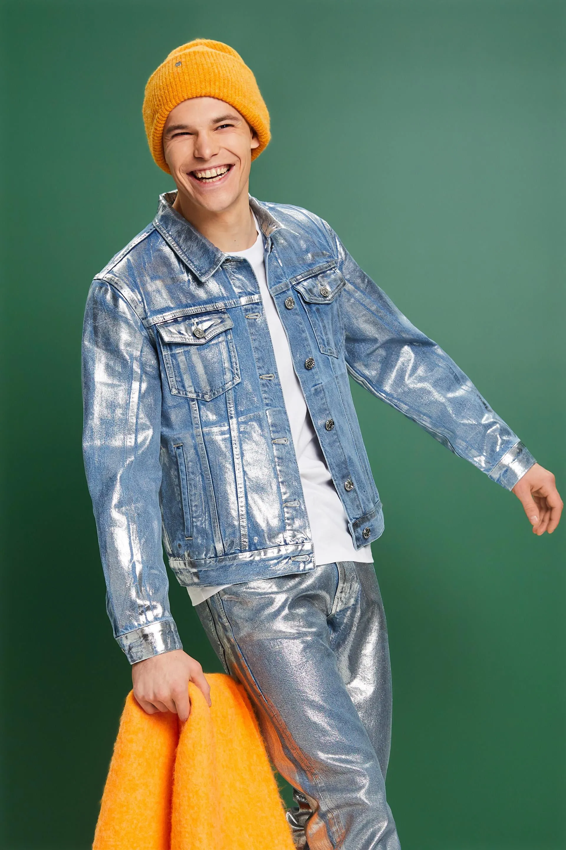 Giacca di jeans metallizzata