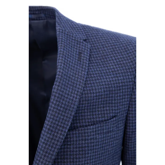 Giacca Henk ter Horst in misto lana pied-de-poule Blu scuro