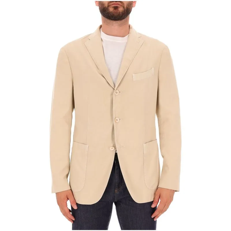 Giacca in cotone beige con chiusura a 3 bottoni 
