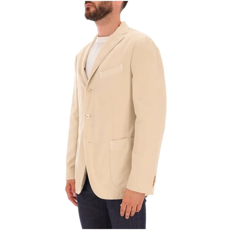 Giacca in cotone beige con chiusura a 3 bottoni 