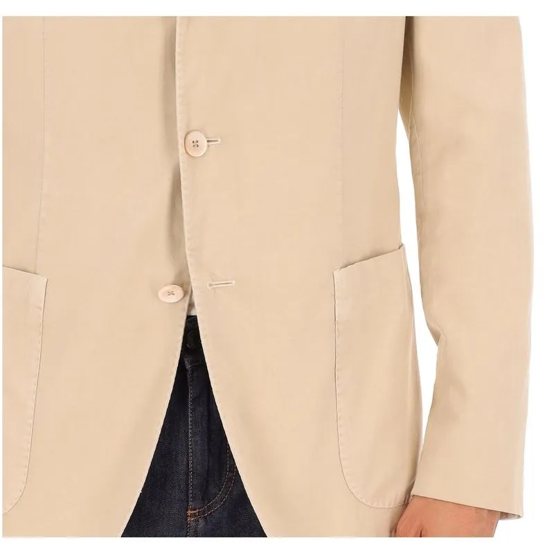 Giacca in cotone beige con chiusura a 3 bottoni 