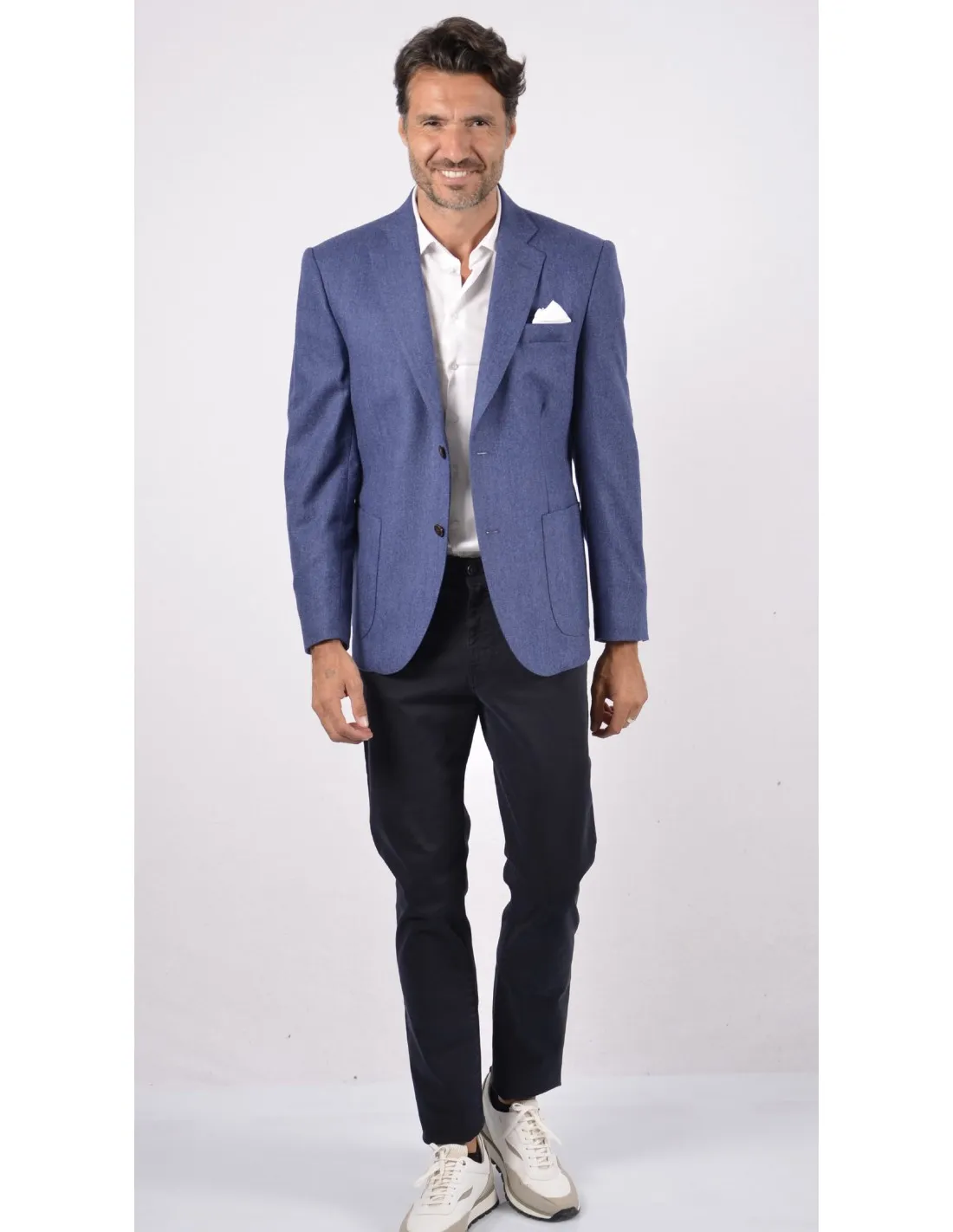 Giacca in lana microfantasia bluette mod milano a/i