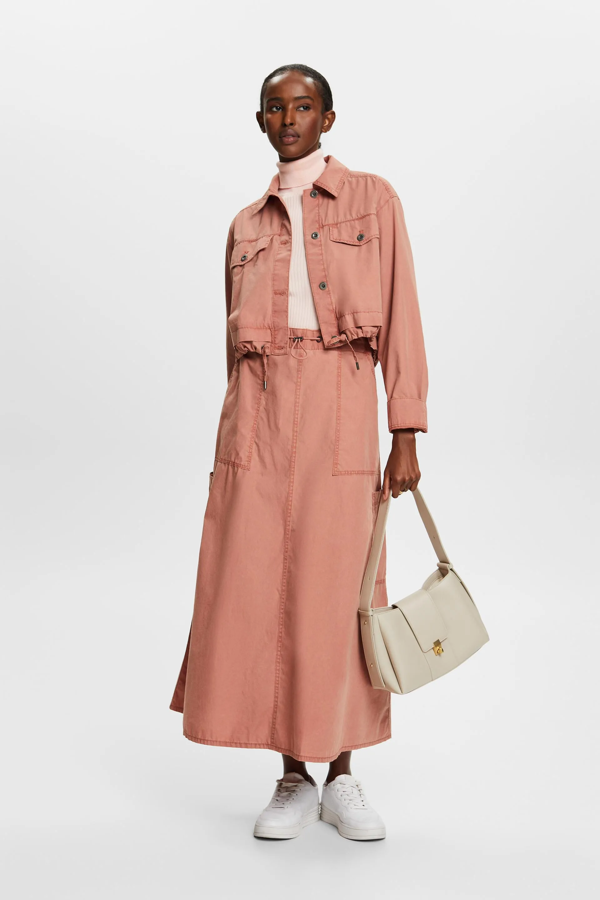 Giacca in tela di cotone cropped da allacciare davanti