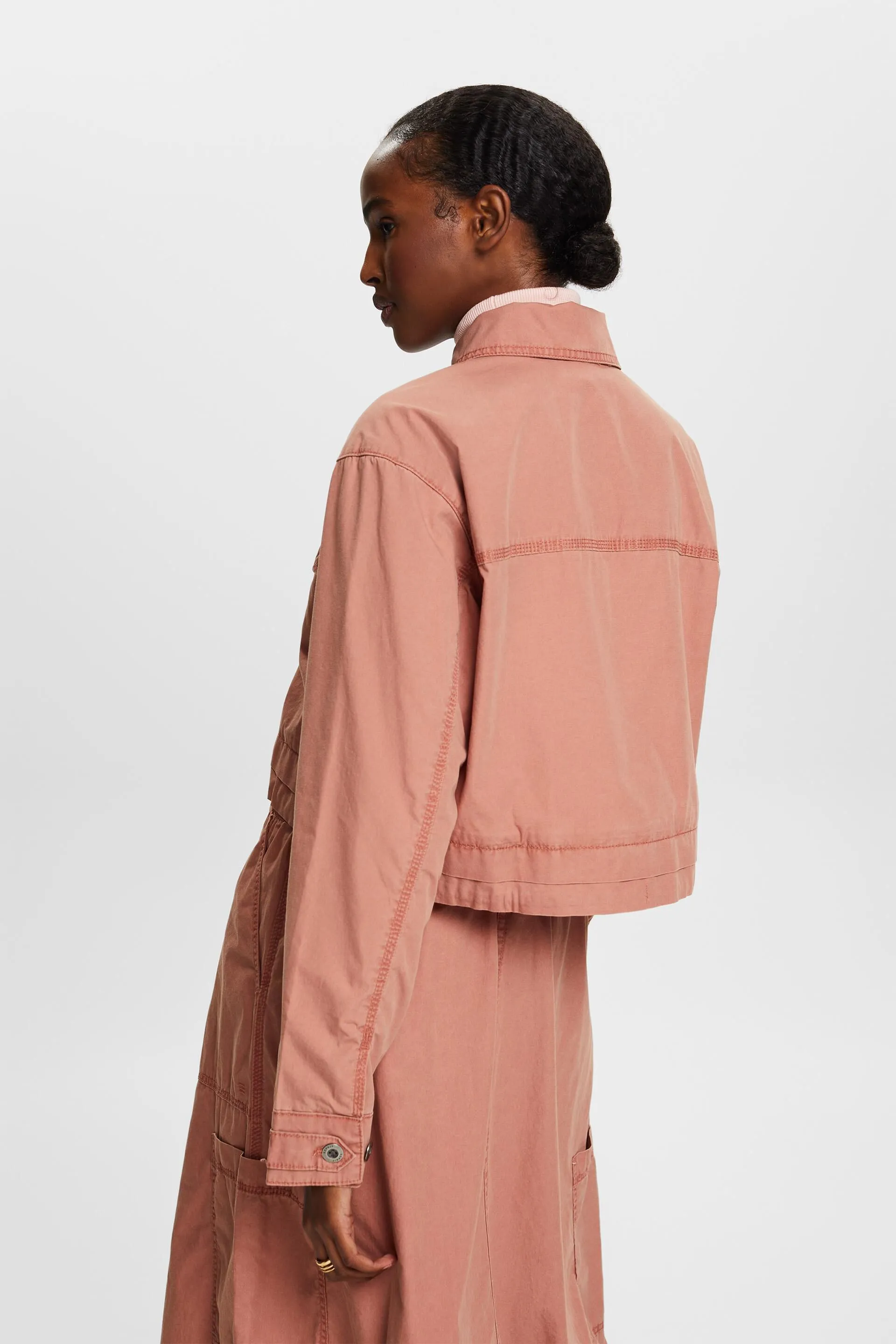 Giacca in tela di cotone cropped da allacciare davanti