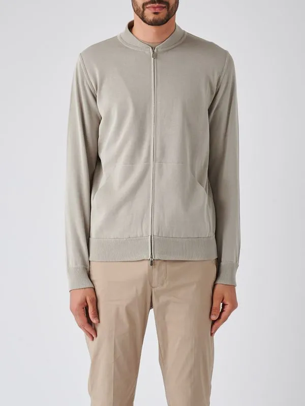 Giacca uomo Filippo De Laurentiis full zip in cotone Tortora