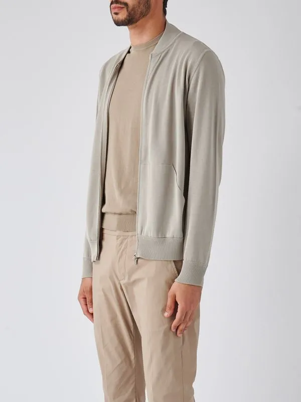 Giacca uomo Filippo De Laurentiis full zip in cotone Tortora