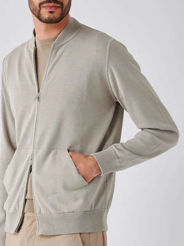 Giacca uomo Filippo De Laurentiis full zip in cotone Tortora