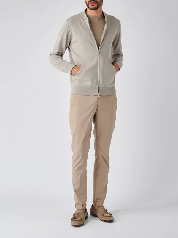 Giacca uomo Filippo De Laurentiis full zip in cotone Tortora