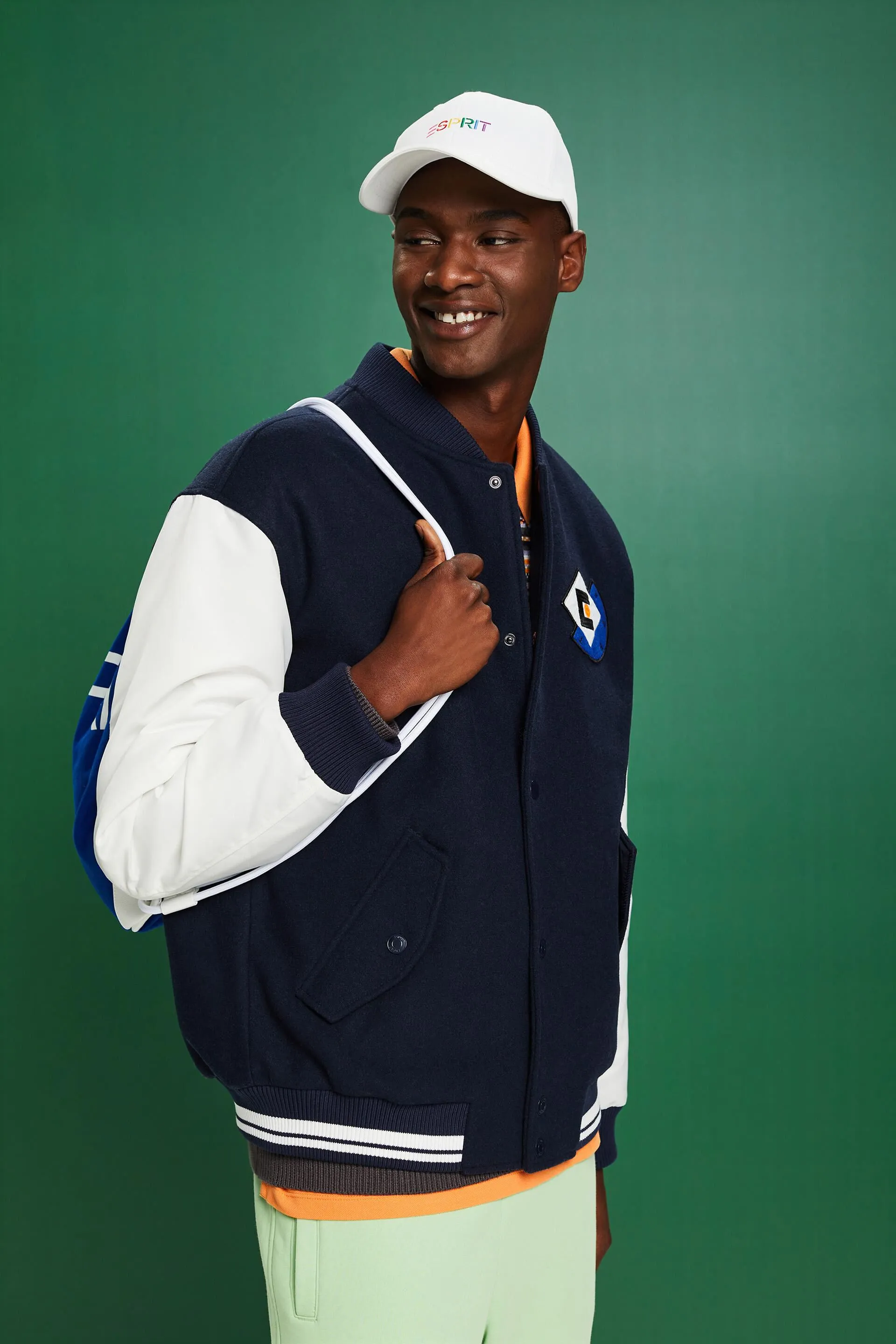 Giacca varsity in misto lana con applicazione del logo