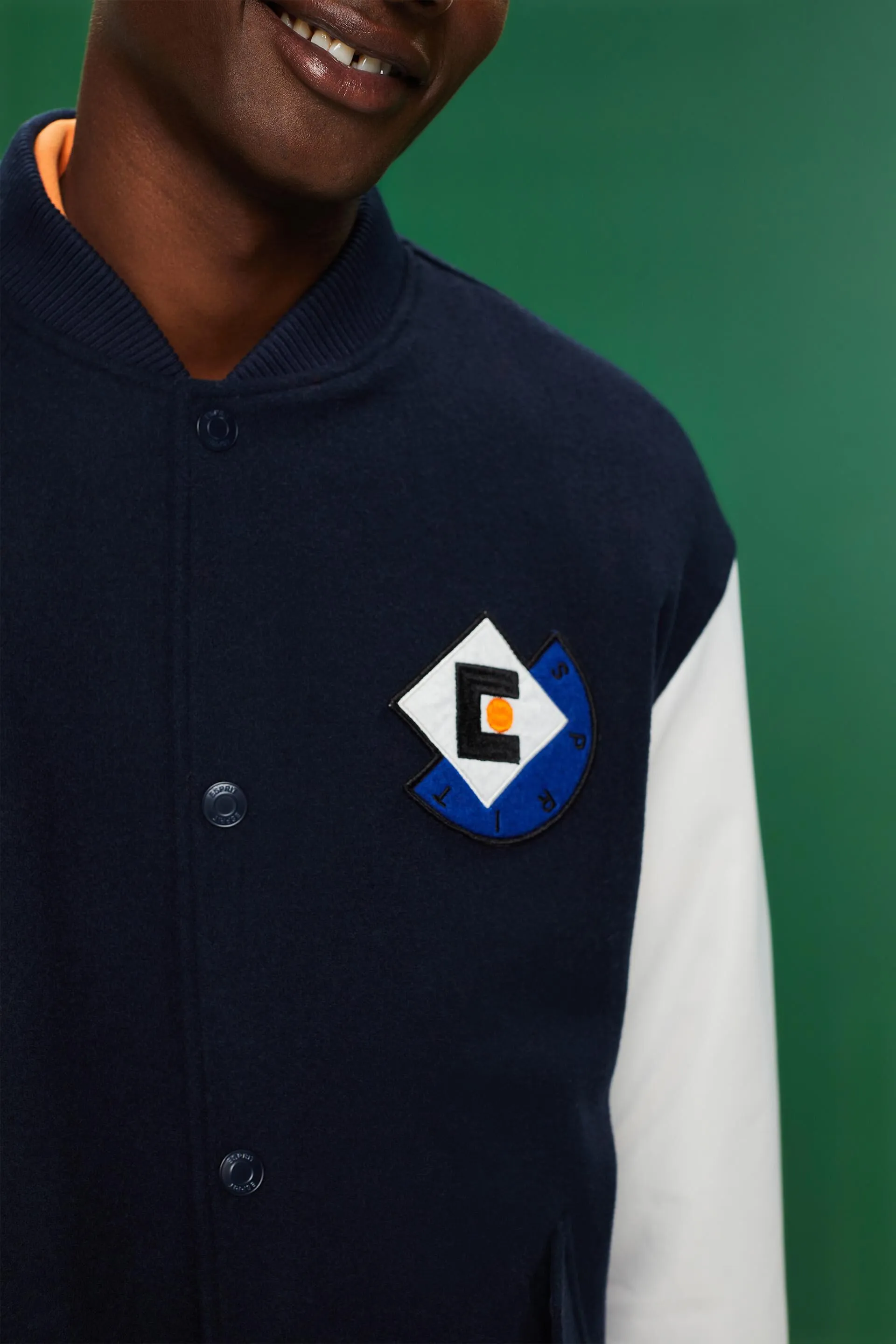 Giacca varsity in misto lana con applicazione del logo